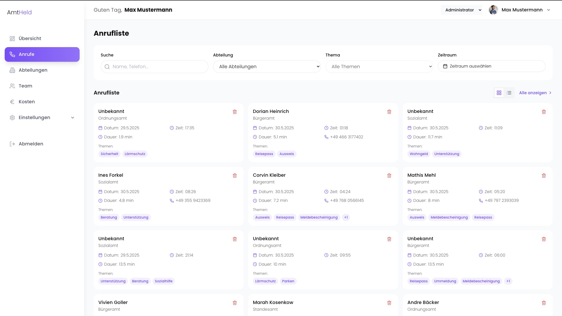 Automatische Anrufannahme rund um die Uhr