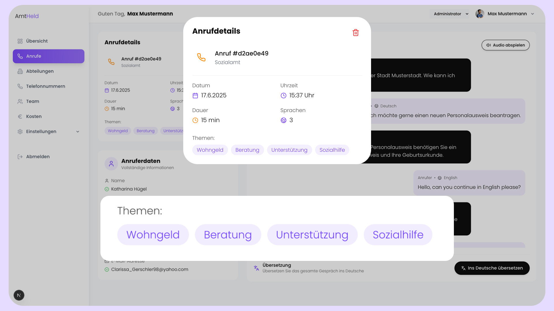 Intelligente Themen-Erkennung