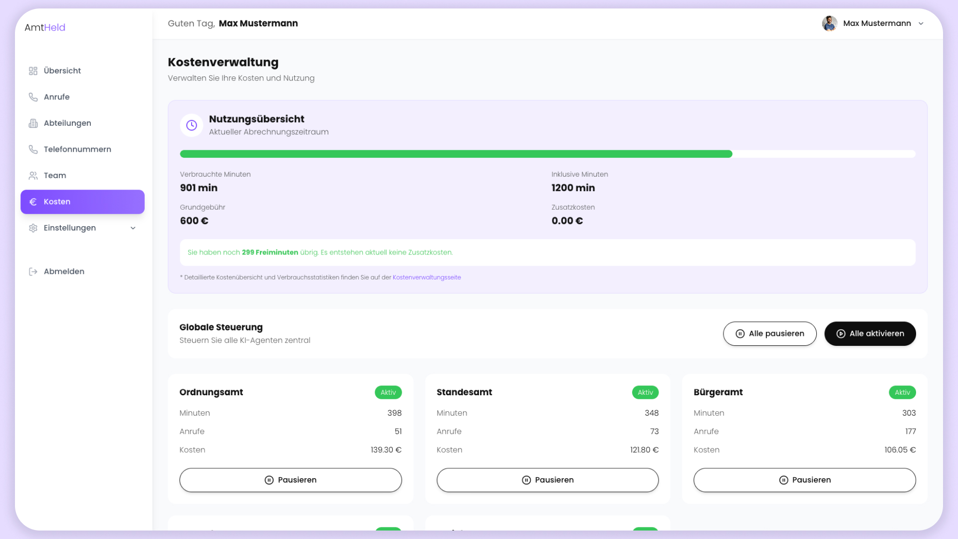 Selbstständige Steuerung und Kontrolle durch die Verwaltung