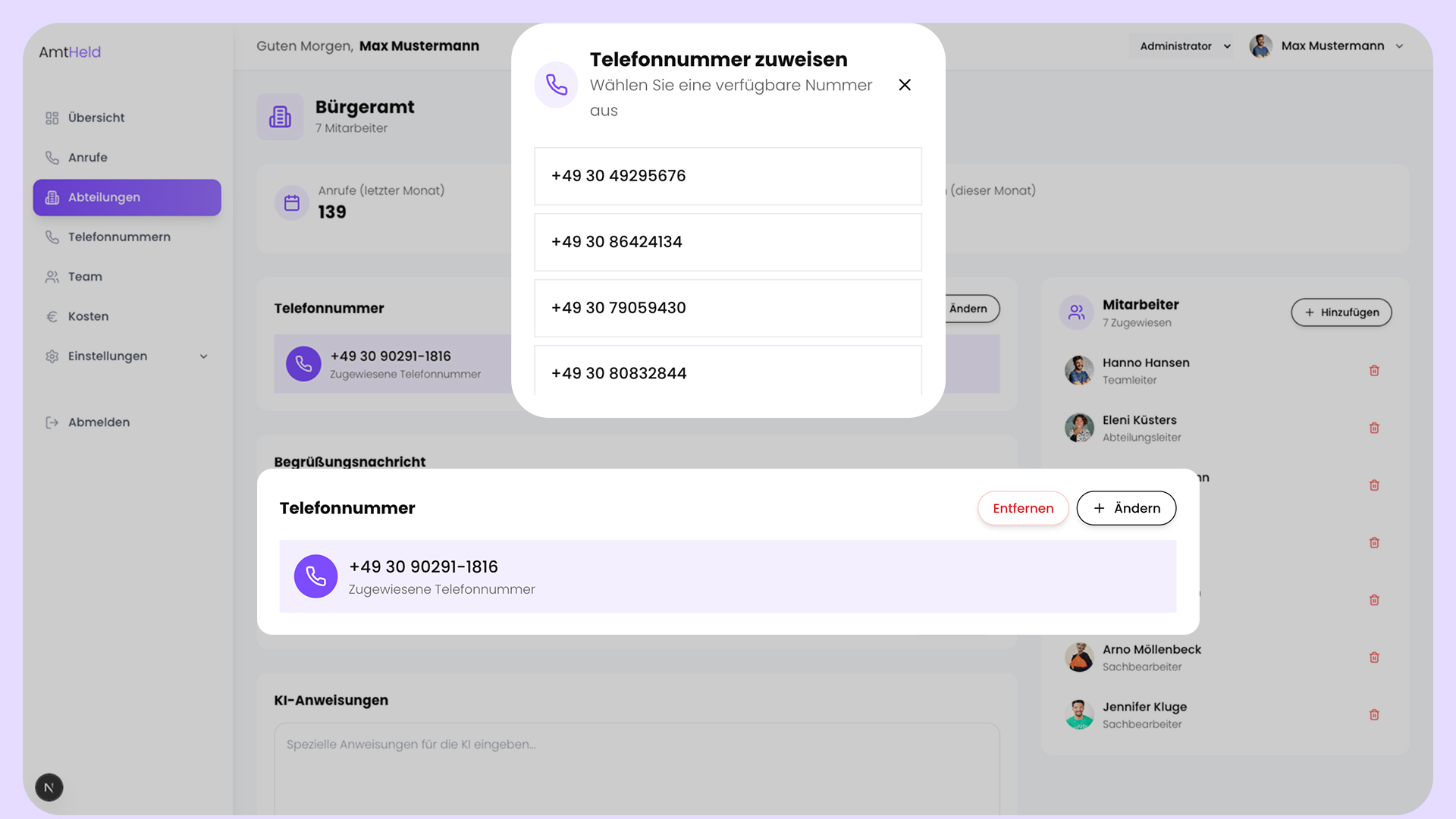 Eigene Telefonnummern